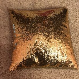 Gold sequin throw pillow
